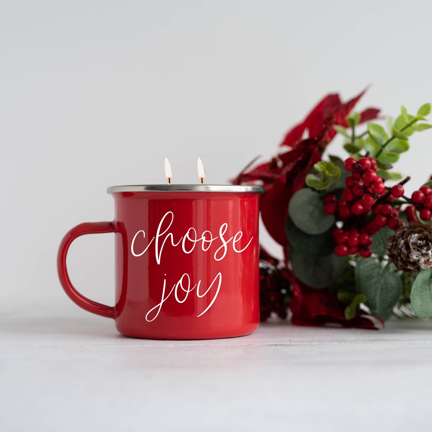 Candle Gifts for Christmas, Red Metal Mug Soy Candles 16oz: Holiday Sensation / Mama Needs a Silent Night