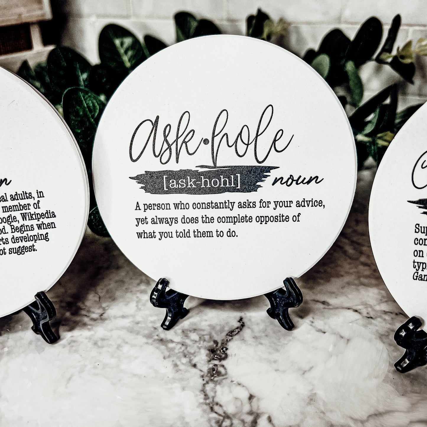 Hilarious Housewarming Gift Set, Funny Ceramic Coaster Humor: Coffee