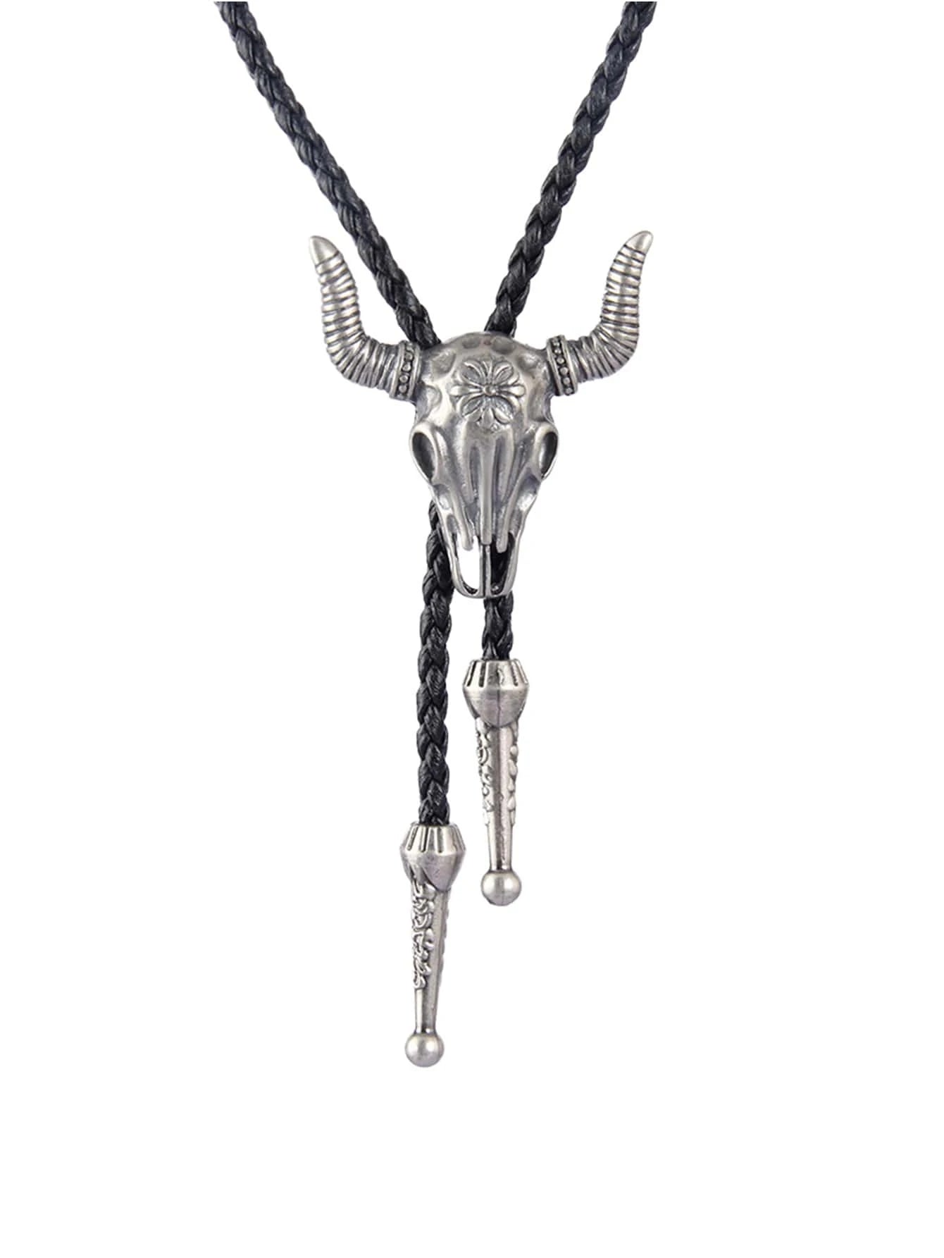Skull & Braided Band Necklace