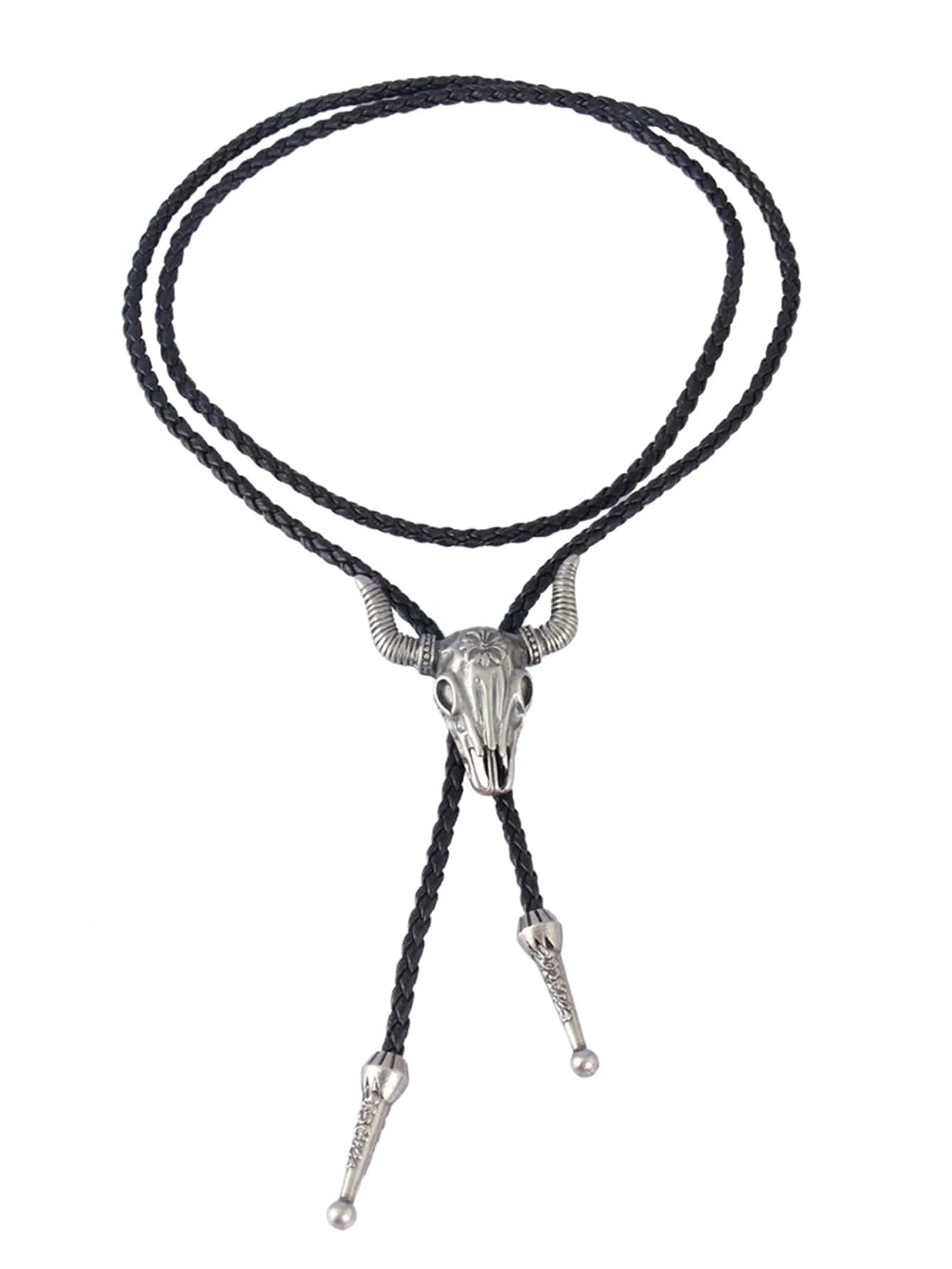 Skull & Braided Band Necklace