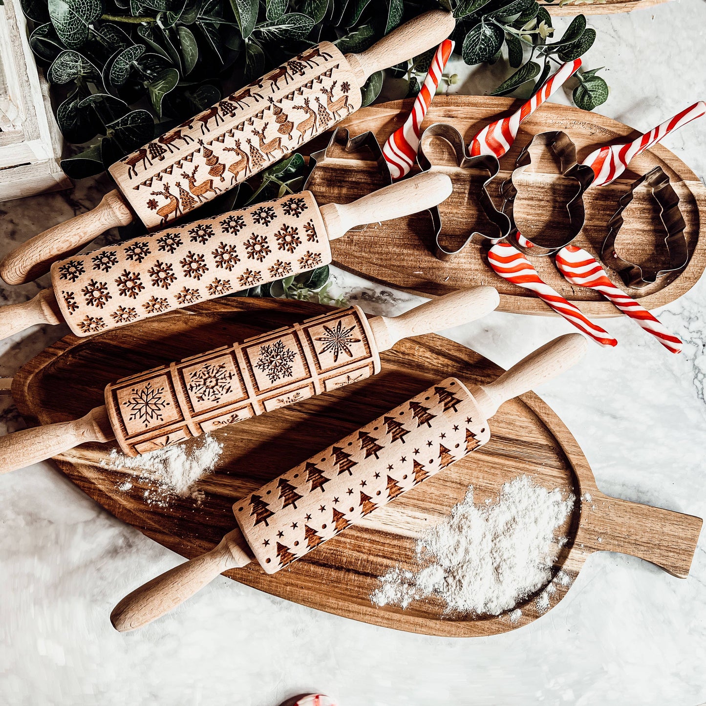 Christmas Baking Gift Set, Wooden Rolling Pins for Cookies: Yes Please / Standard 13.75" / Reindeer