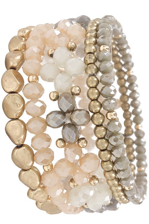 Champagne Stretchy Beaded Bracelet