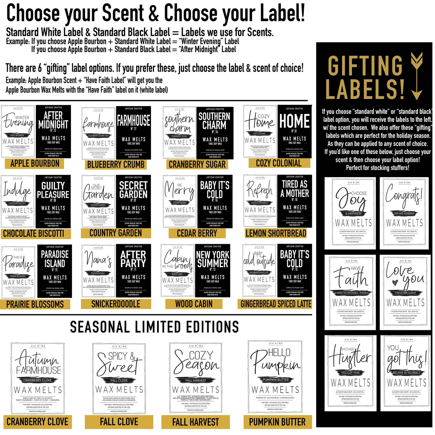 Pumpkin Wax Melts, Unique Pumpkin Lover Gift LIMITED EDITION: White Standard labels / Pumpkin