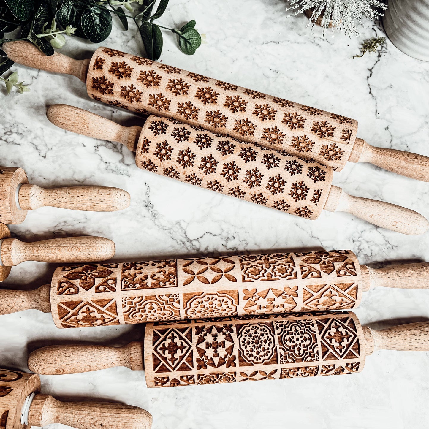 Christmas Baking Gift Set, Wooden Rolling Pins for Cookies: Yes Please / Standard 13.75" / Reindeer