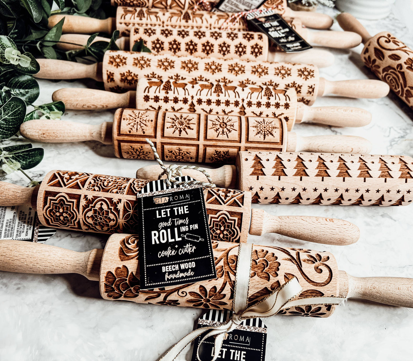 Christmas Baking Gift Set, Wooden Rolling Pins for Cookies: Yes Please / Standard 13.75" / Reindeer