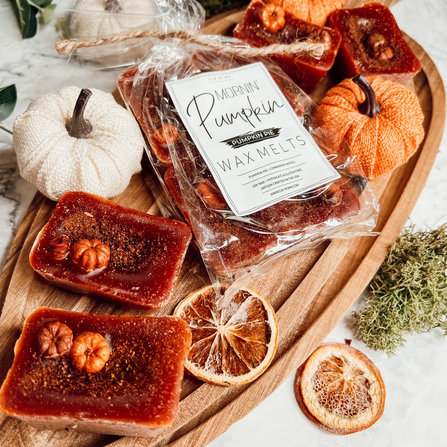 Pumpkin Wax Melts, Unique Pumpkin Lover Gift LIMITED EDITION: White Standard labels / Pumpkin