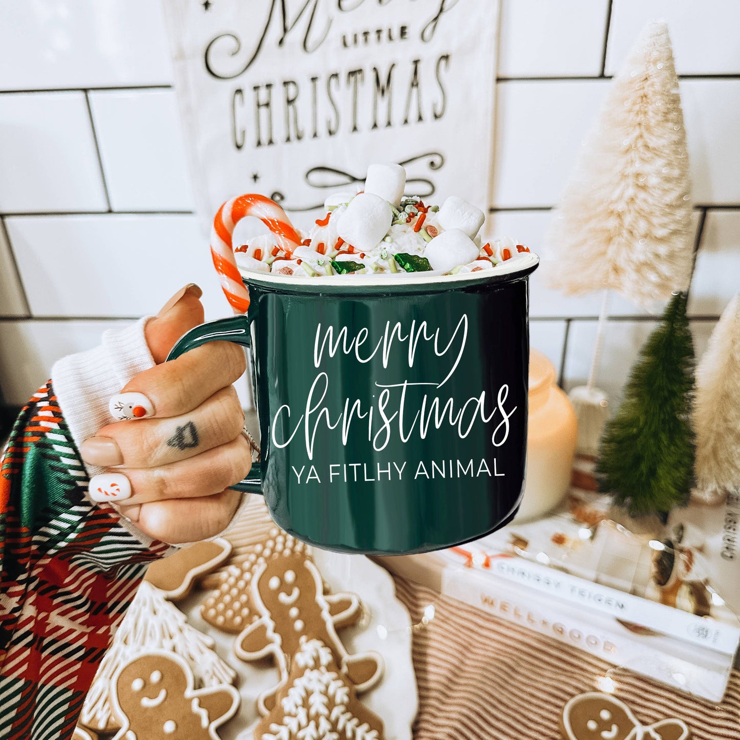 We're Like Really into Christmas Coffee Mugs, Modern Holiday: Deck the Halls-Green Mug