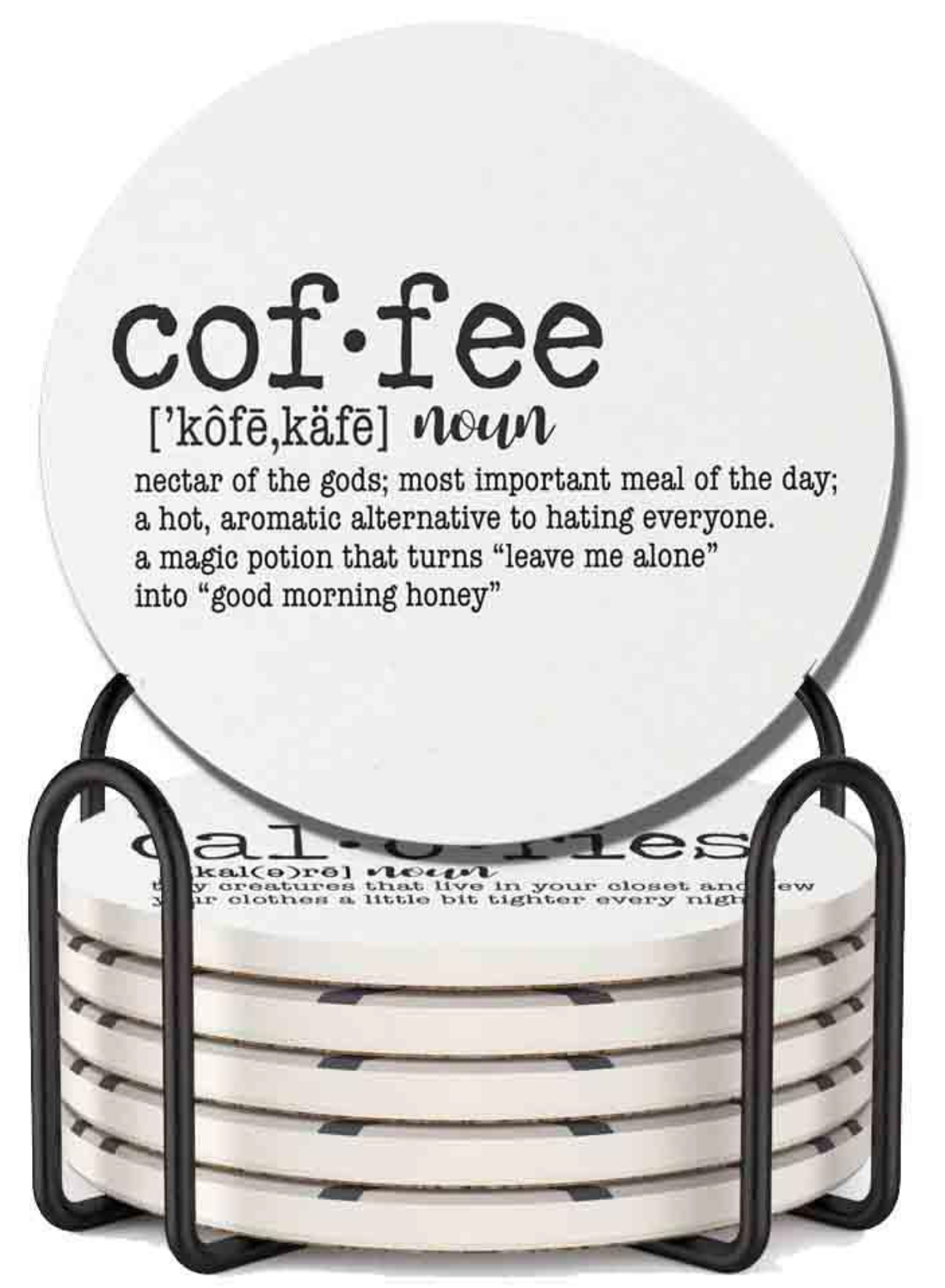 Hilarious Housewarming Gift Set, Funny Ceramic Coaster Humor: Coffee