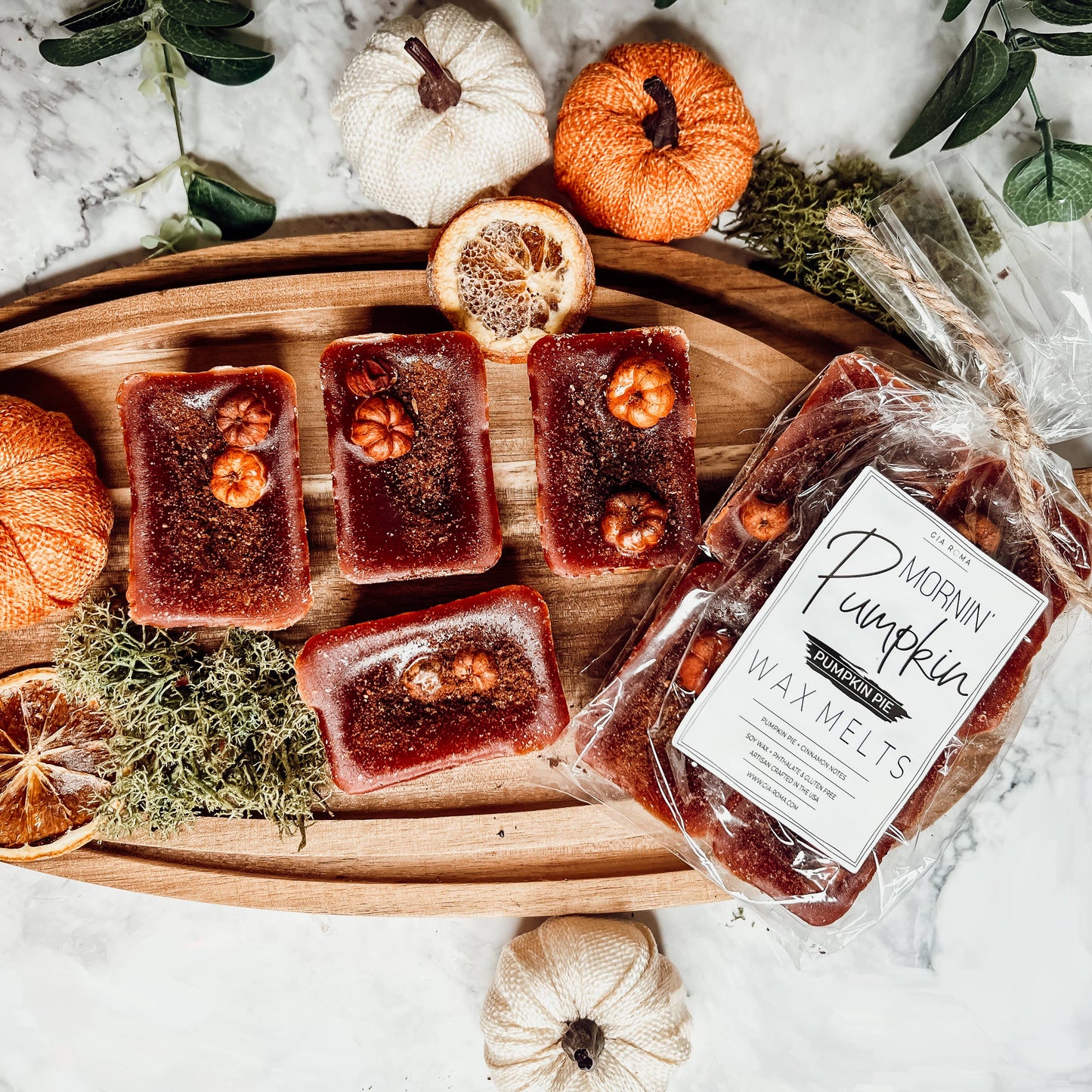 Pumpkin Wax Melts, Unique Pumpkin Lover Gift LIMITED EDITION: White Standard labels / Pumpkin