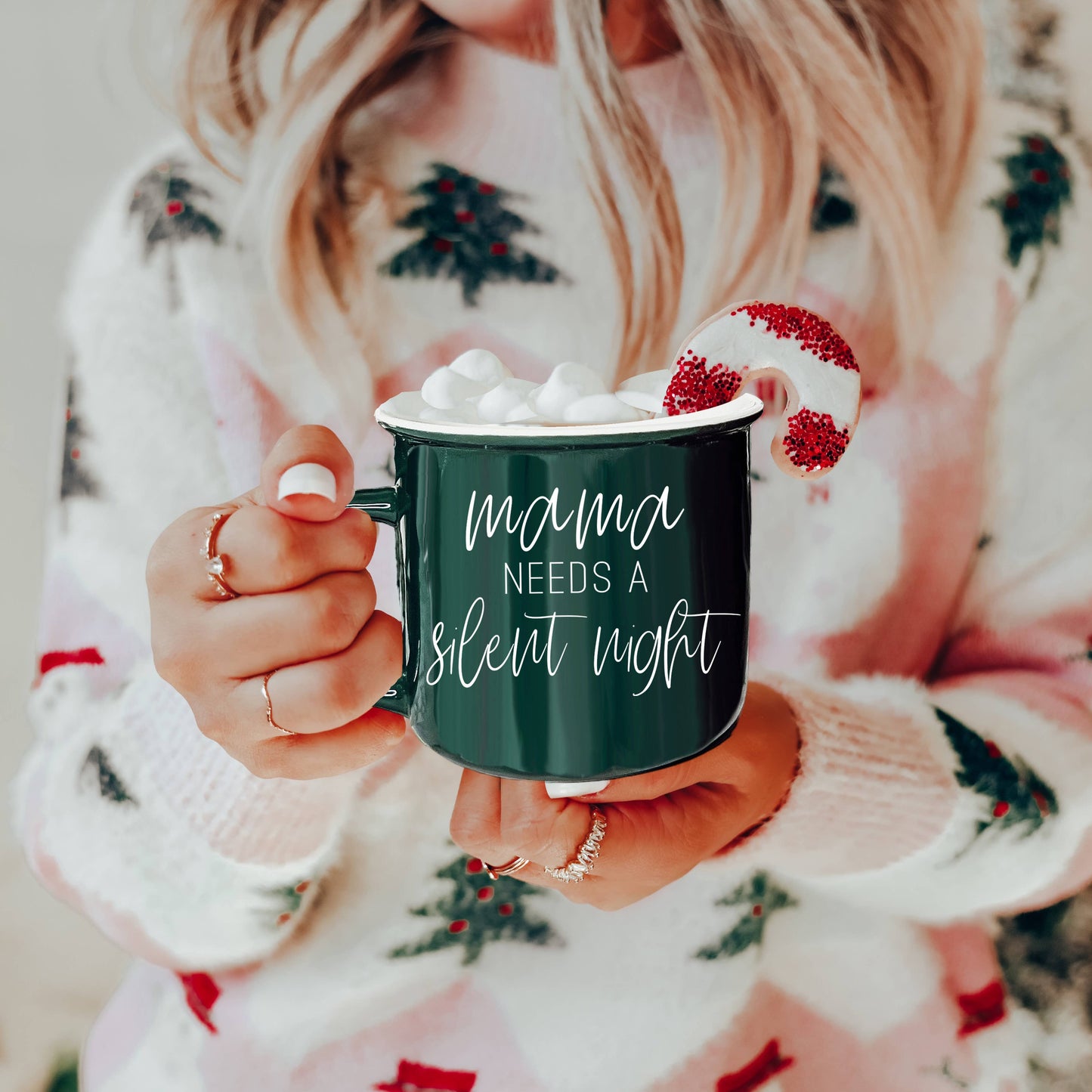 We're Like Really into Christmas Coffee Mugs, Modern Holiday: Deck the Halls-Green Mug
