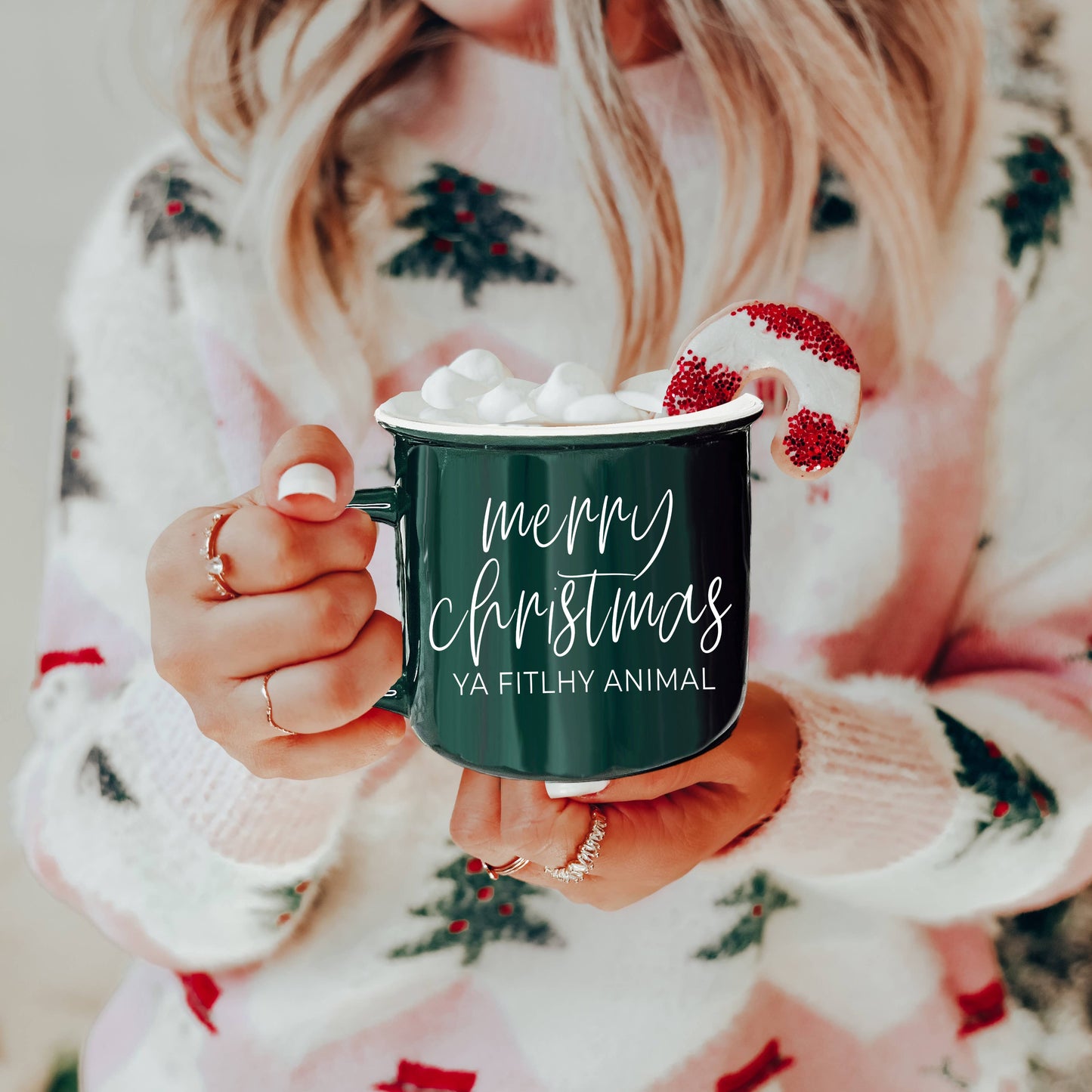 We're Like Really into Christmas Coffee Mugs, Modern Holiday: Deck the Halls-Green Mug