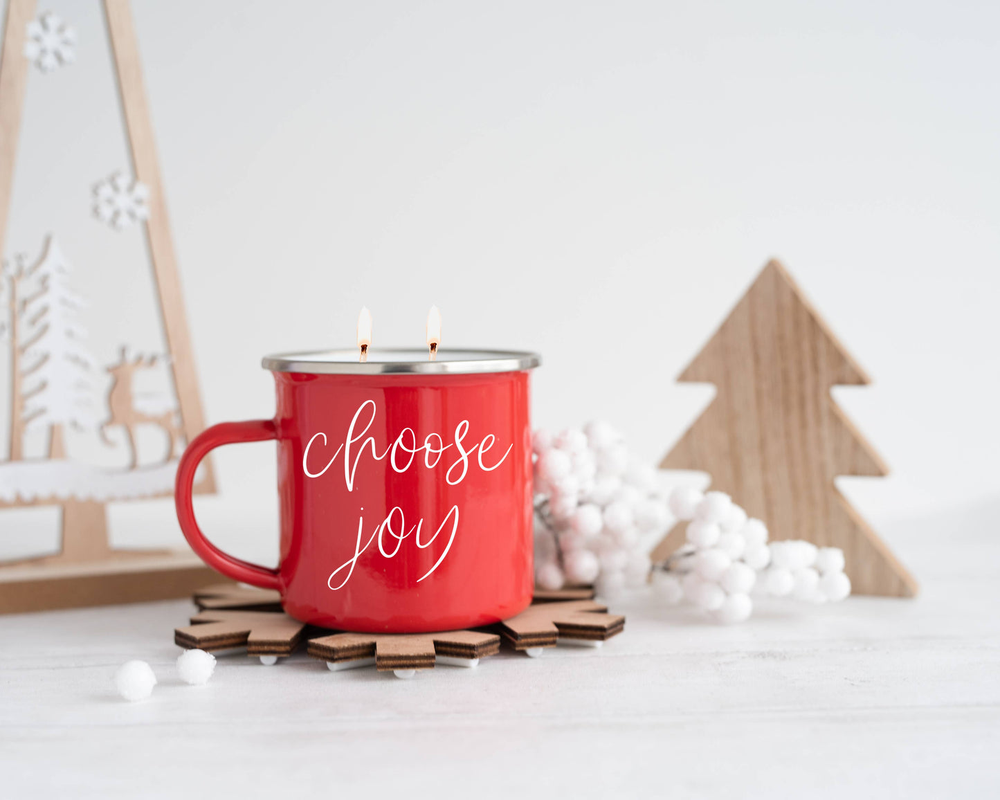 Candle Gifts for Christmas, Red Metal Mug Soy Candles 16oz: Holiday Sensation / Mama Needs a Silent Night