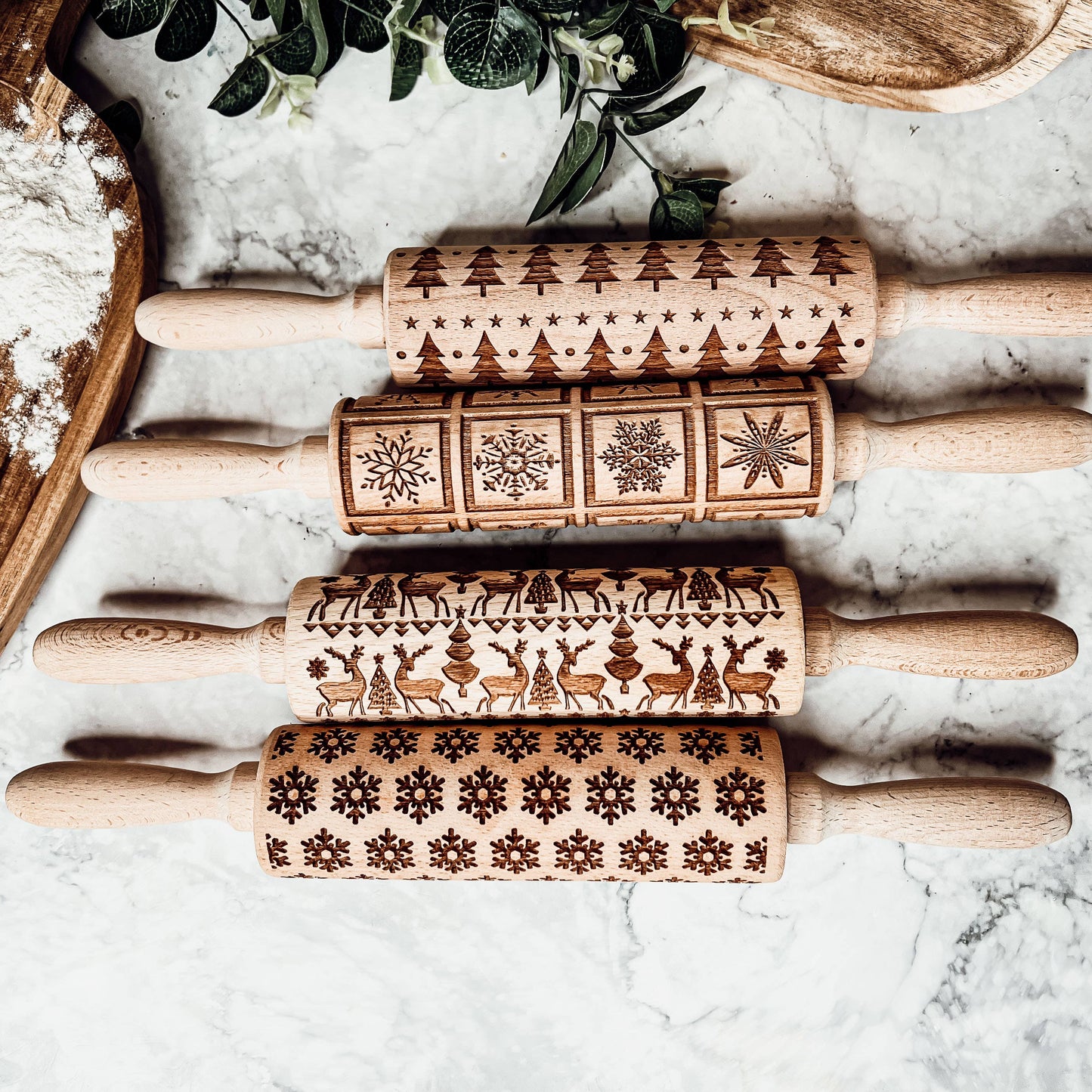 Christmas Baking Gift Set, Wooden Rolling Pins for Cookies: Yes Please / Standard 13.75" / Reindeer