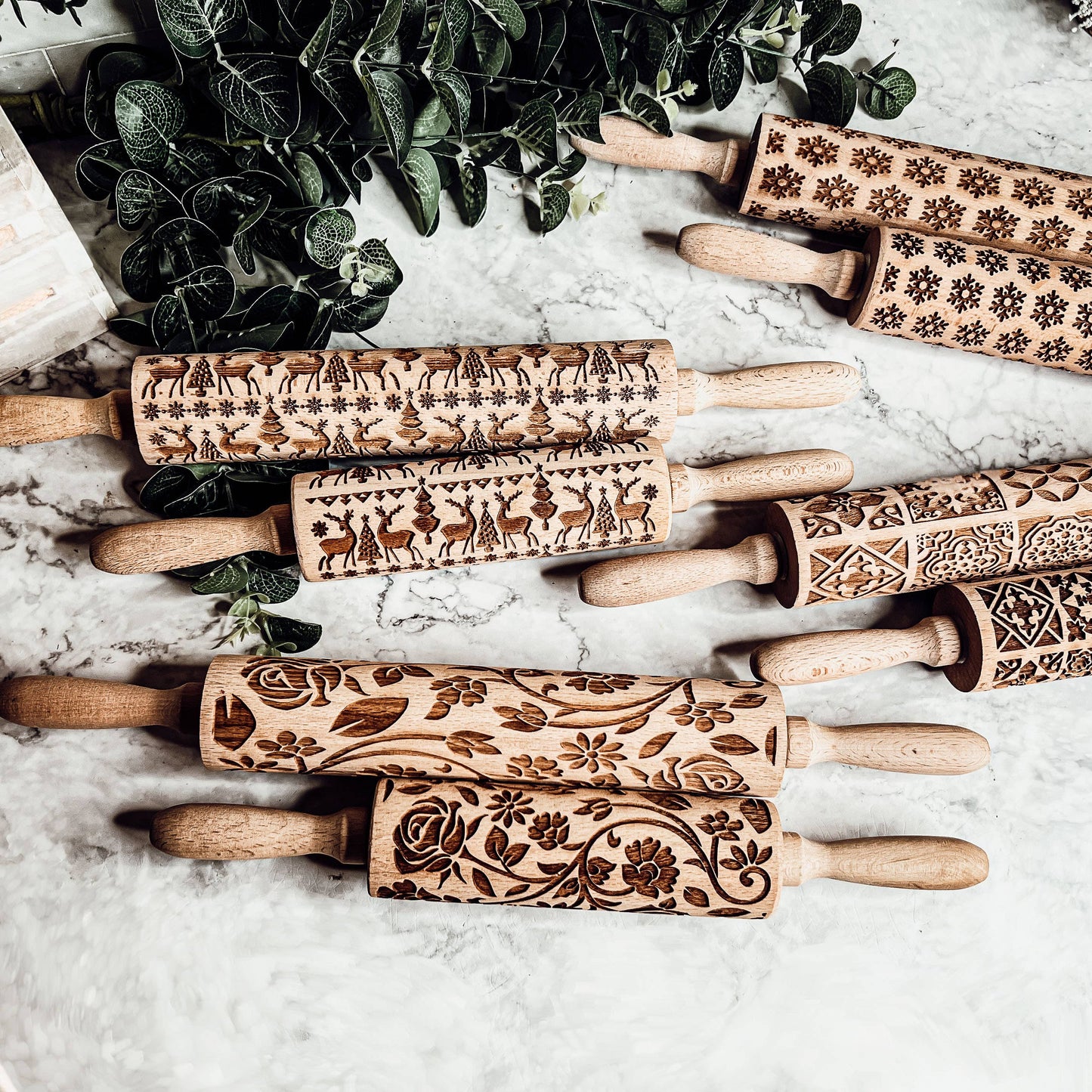 Christmas Baking Gift Set, Wooden Rolling Pins for Cookies: Yes Please / Standard 13.75" / Reindeer