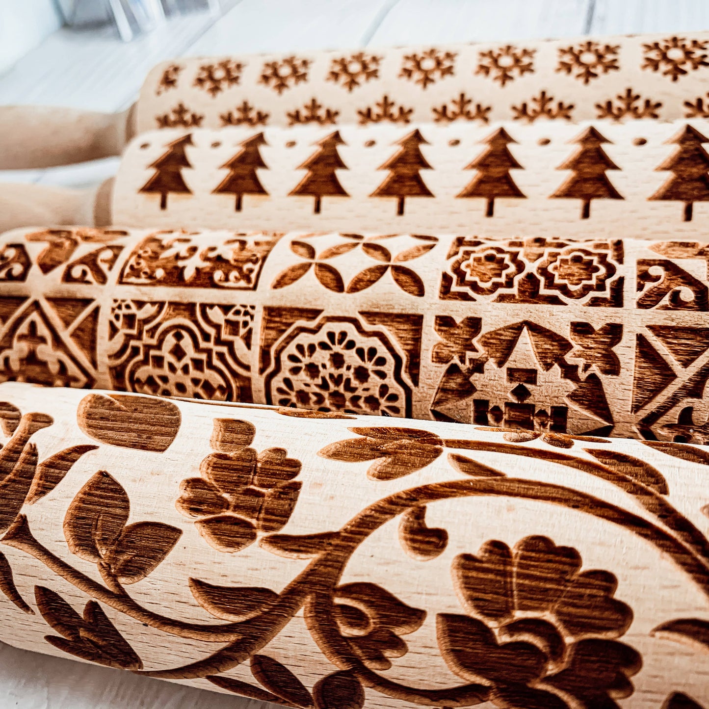 Christmas Baking Gift Set, Wooden Rolling Pins for Cookies: Yes Please / Standard 13.75" / Reindeer