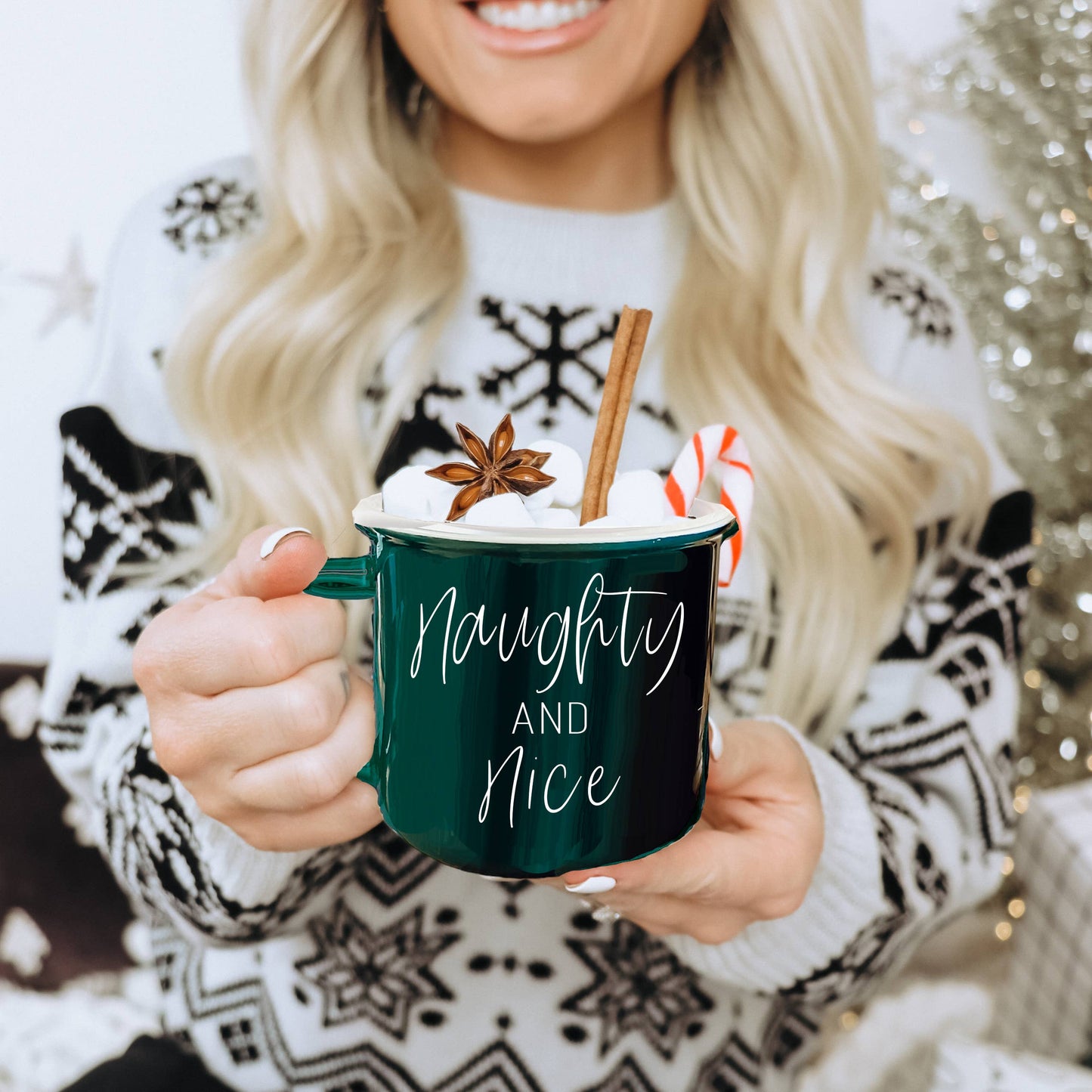 We're Like Really into Christmas Coffee Mugs, Modern Holiday: Deck the Halls-Green Mug