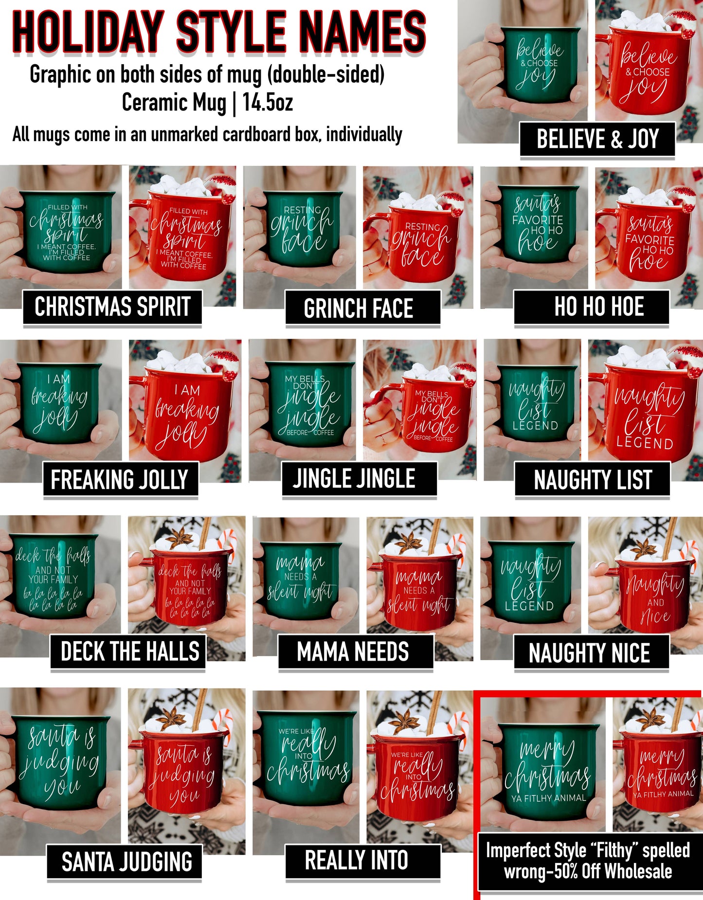 We're Like Really into Christmas Coffee Mugs, Modern Holiday: Deck the Halls-Green Mug