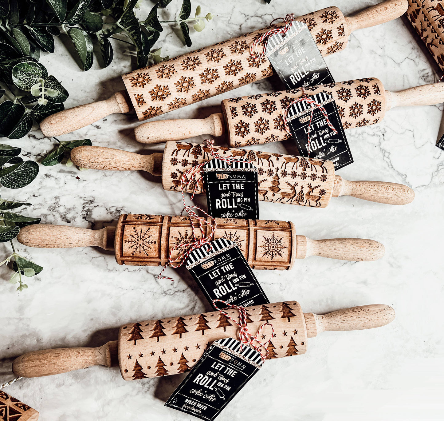 Christmas Baking Gift Set, Wooden Rolling Pins for Cookies: Yes Please / Standard 13.75" / Reindeer