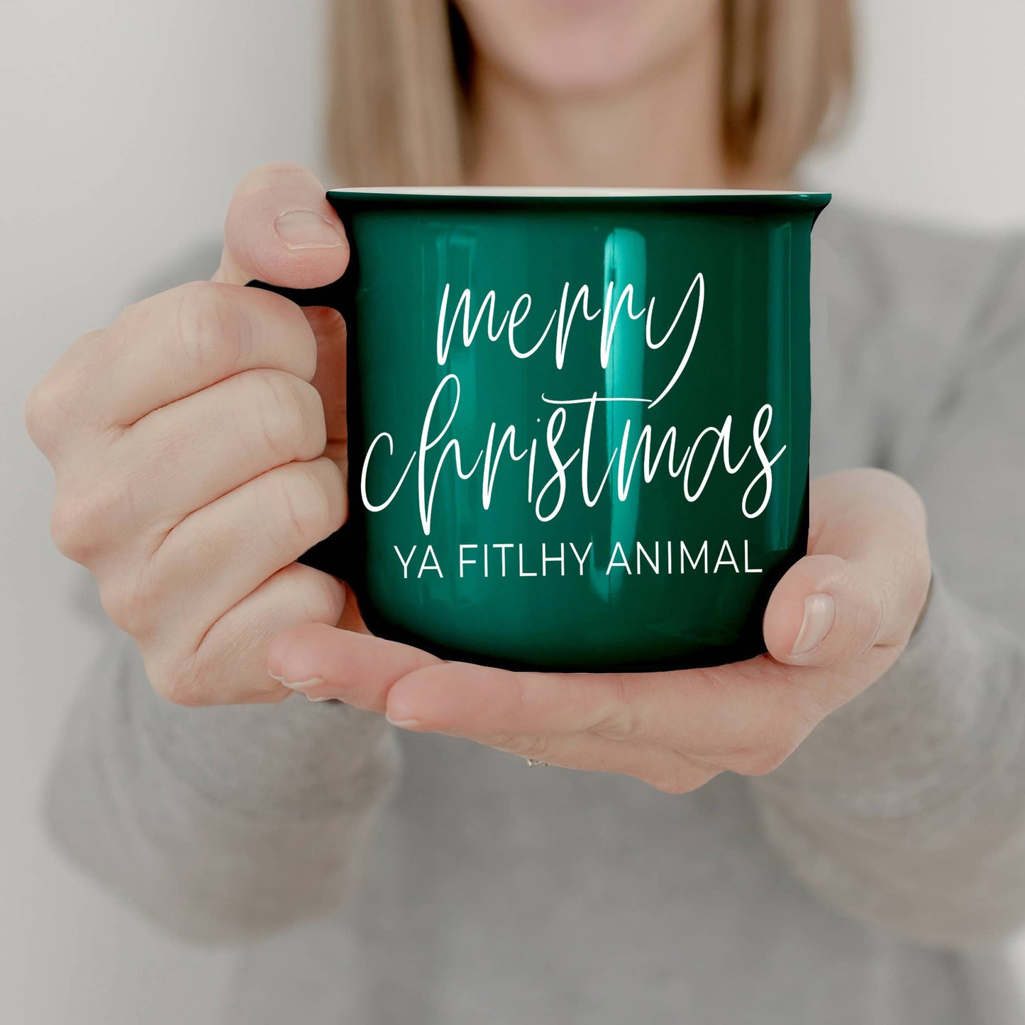 We're Like Really into Christmas Coffee Mugs, Modern Holiday: Deck the Halls-Green Mug