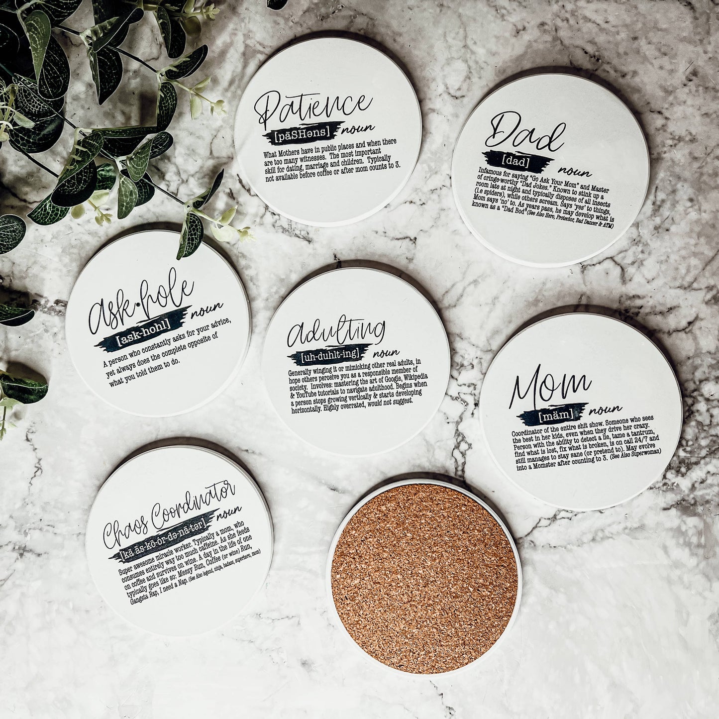 Hilarious Housewarming Gift Set, Funny Ceramic Coaster Humor: Single Plastic Stand