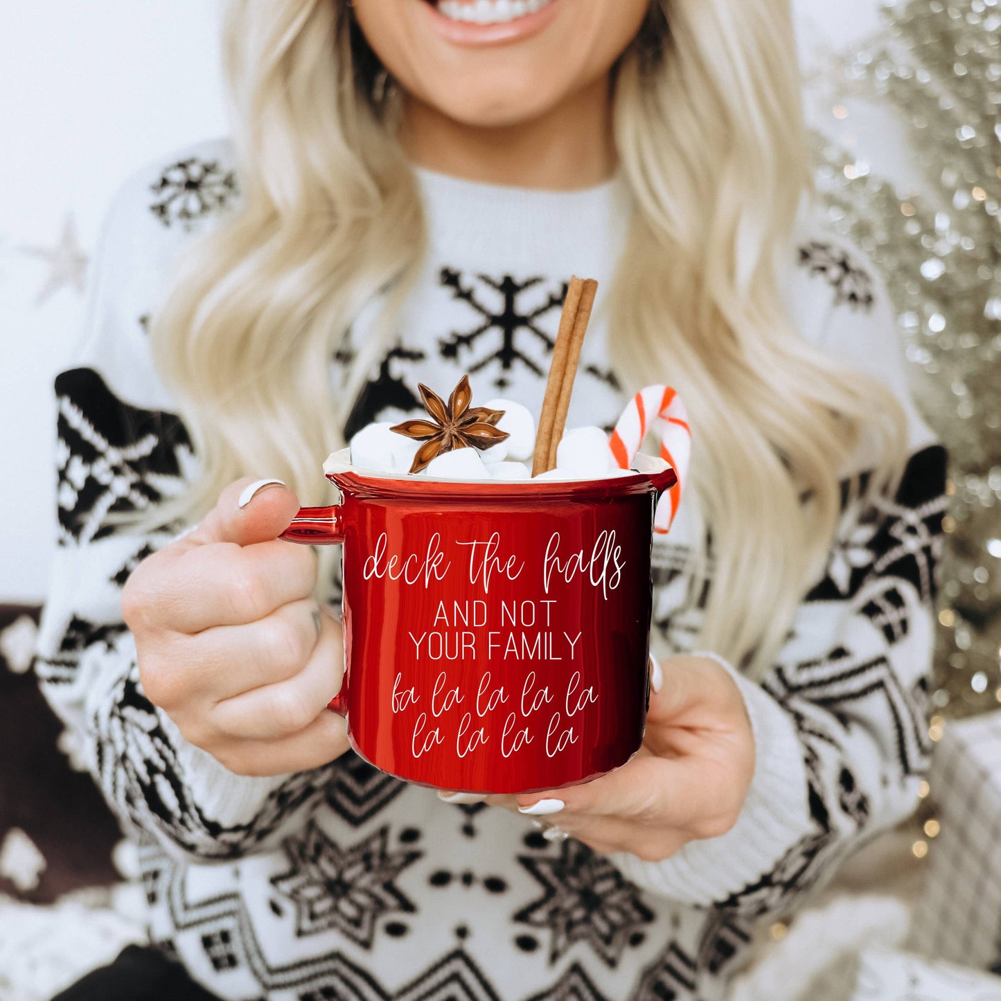 We're Like Really into Christmas Coffee Mugs, Modern Holiday: Deck the Halls-Green Mug