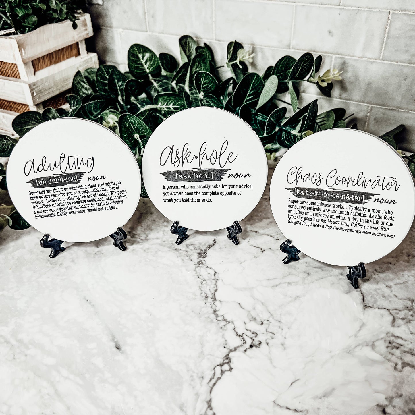 Hilarious Housewarming Gift Set, Funny Ceramic Coaster Humor: Chaos Coordinator