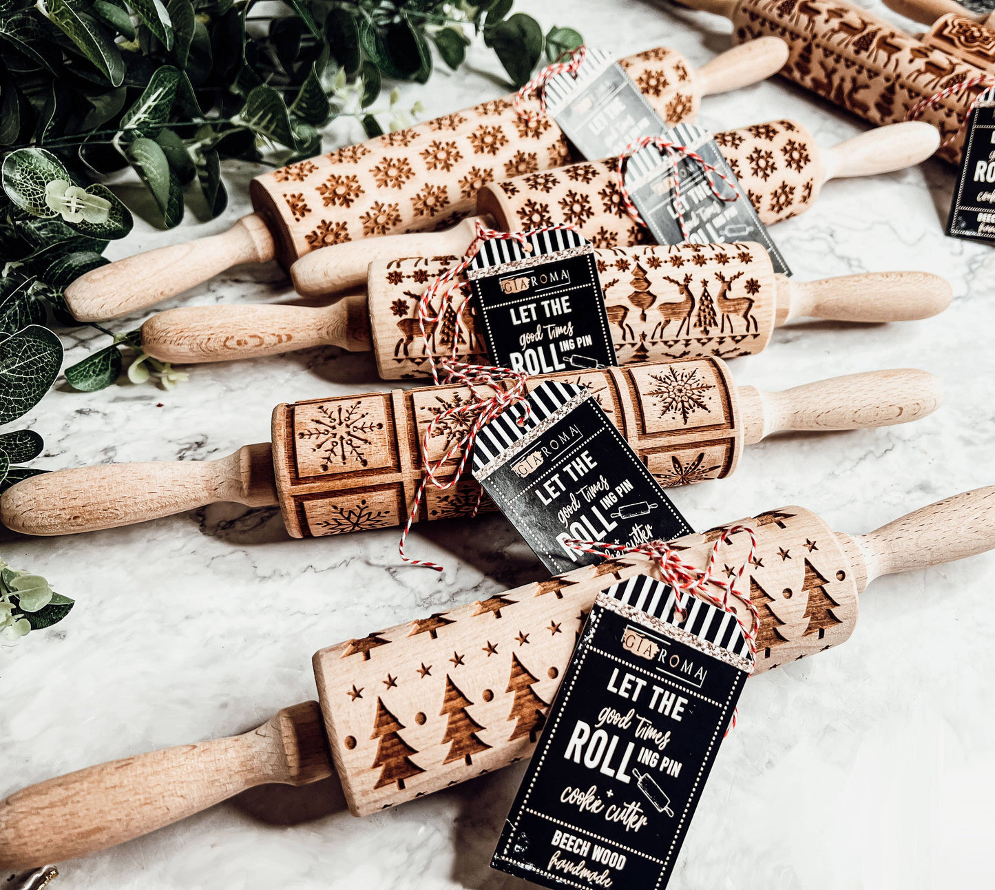 Christmas Baking Gift Set, Wooden Rolling Pins for Cookies: Yes Please / Standard 13.75" / Reindeer