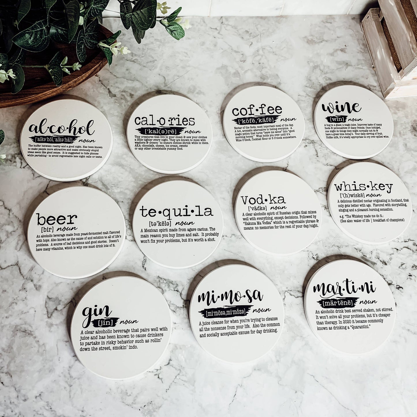 Hilarious Housewarming Gift Set, Funny Ceramic Coaster Humor: Coffee