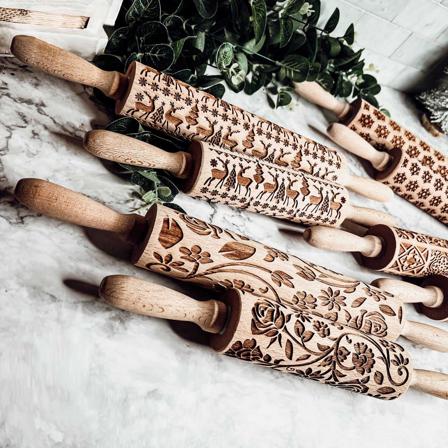 Christmas Baking Gift Set, Wooden Rolling Pins for Cookies: Yes Please / Standard 13.75" / Reindeer