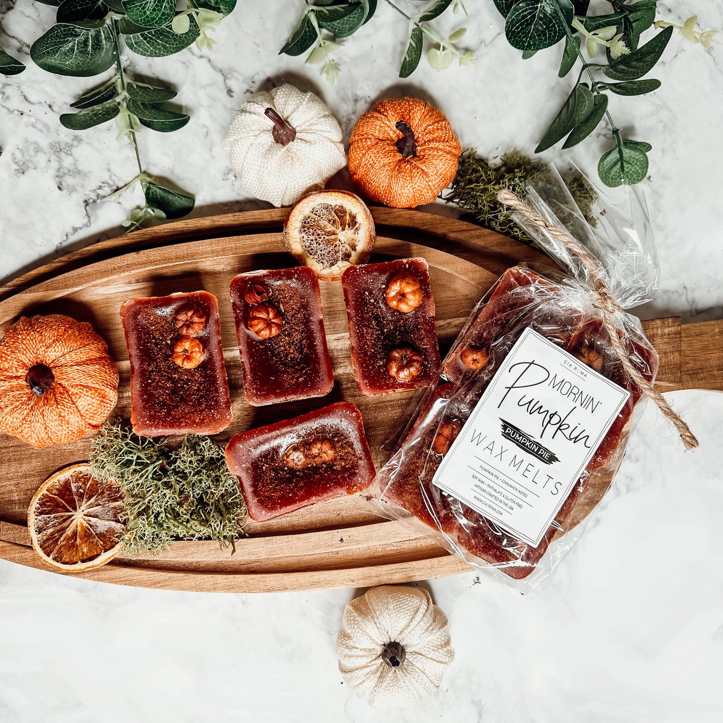 Pumpkin Wax Melts, Unique Pumpkin Lover Gift LIMITED EDITION: White Standard labels / Pumpkin