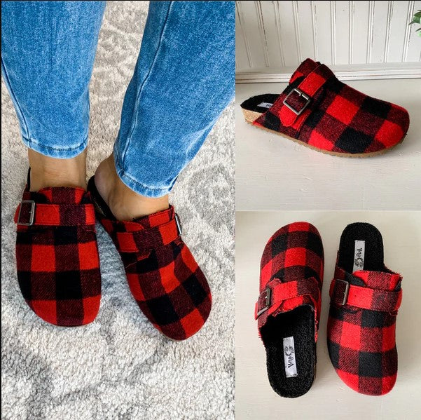 Buffalo Plaid Slides by VeryG