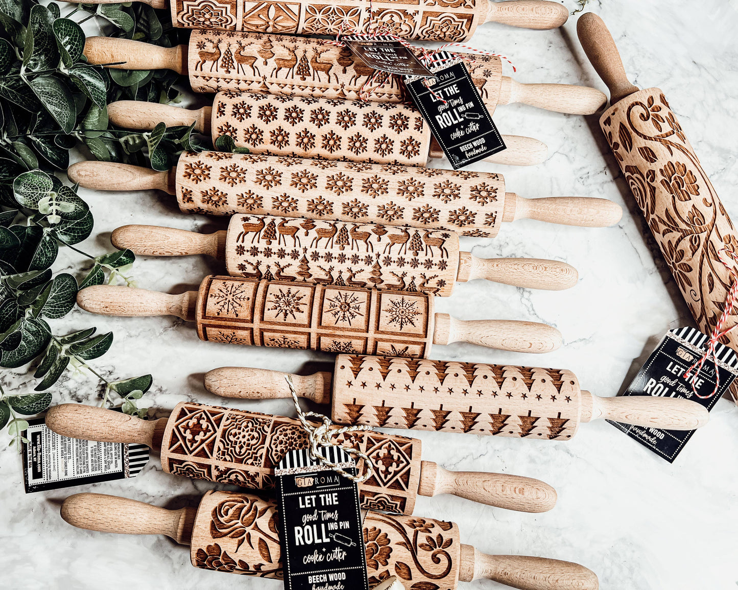 Christmas Baking Gift Set, Wooden Rolling Pins for Cookies: Yes Please / Standard 13.75" / Reindeer