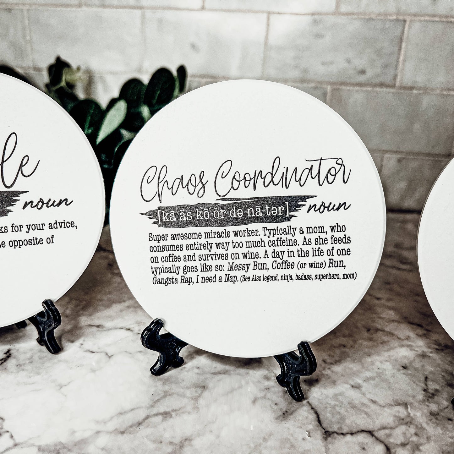 Hilarious Housewarming Gift Set, Funny Ceramic Coaster Humor: Coffee
