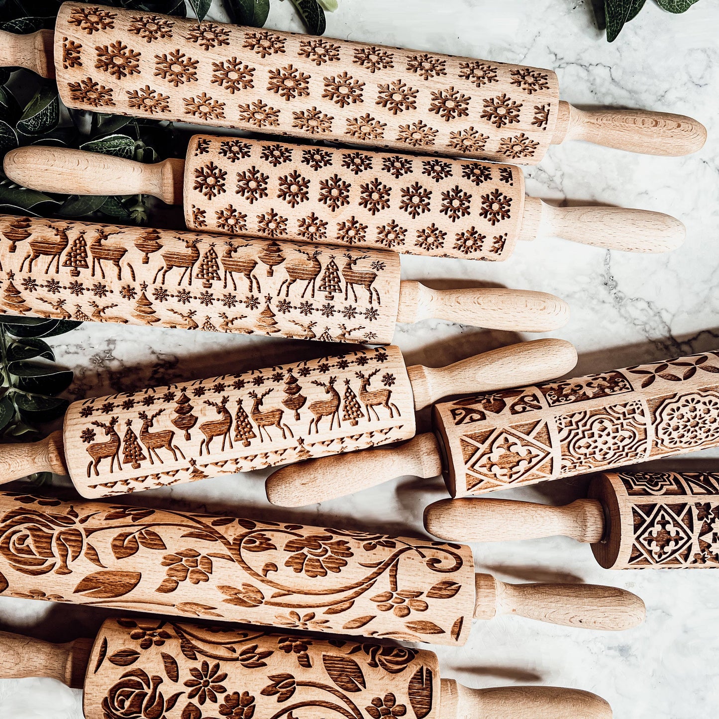Christmas Baking Gift Set, Wooden Rolling Pins for Cookies: Yes Please / Standard 13.75" / Reindeer