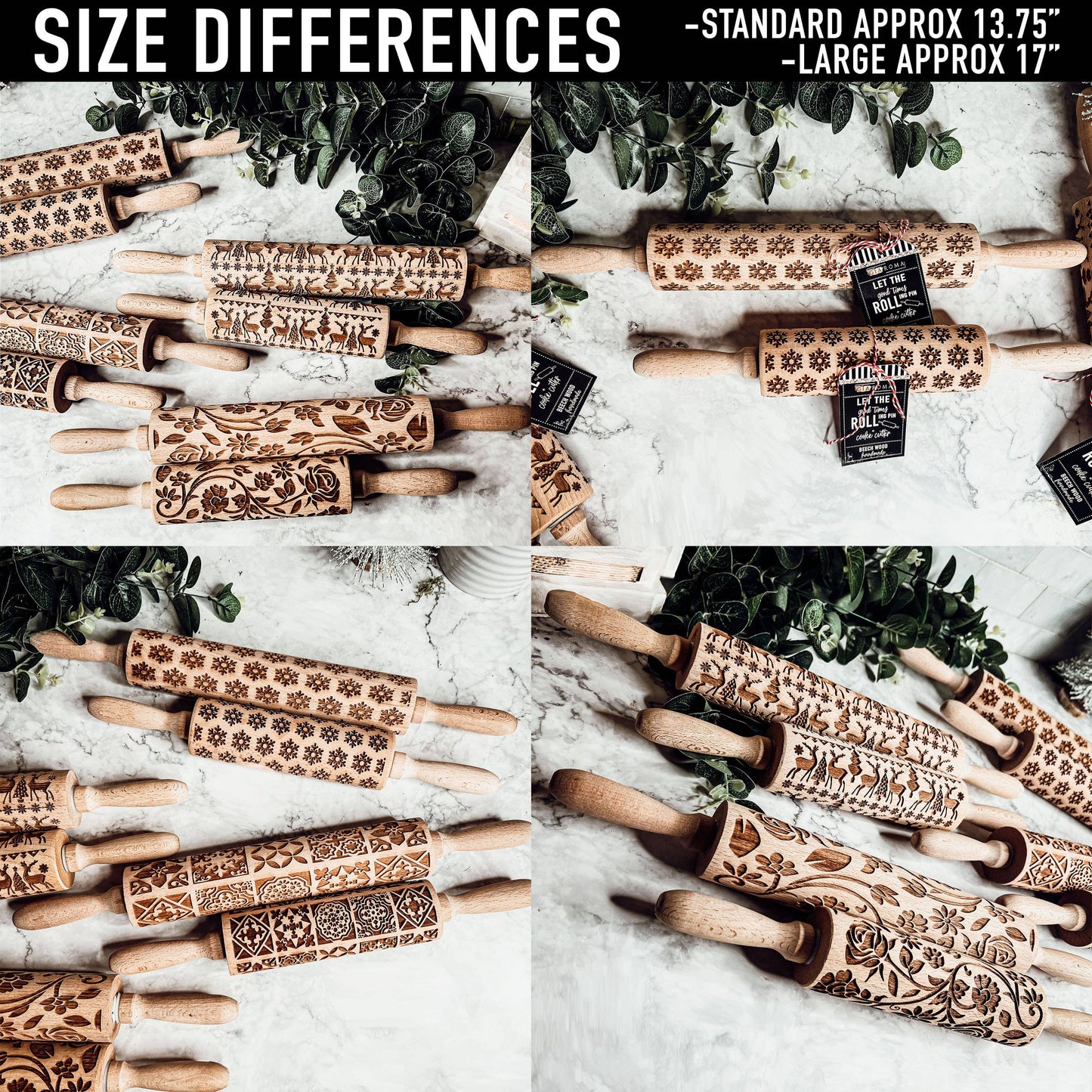 Christmas Baking Gift Set, Wooden Rolling Pins for Cookies: Yes Please / Standard 13.75" / Reindeer