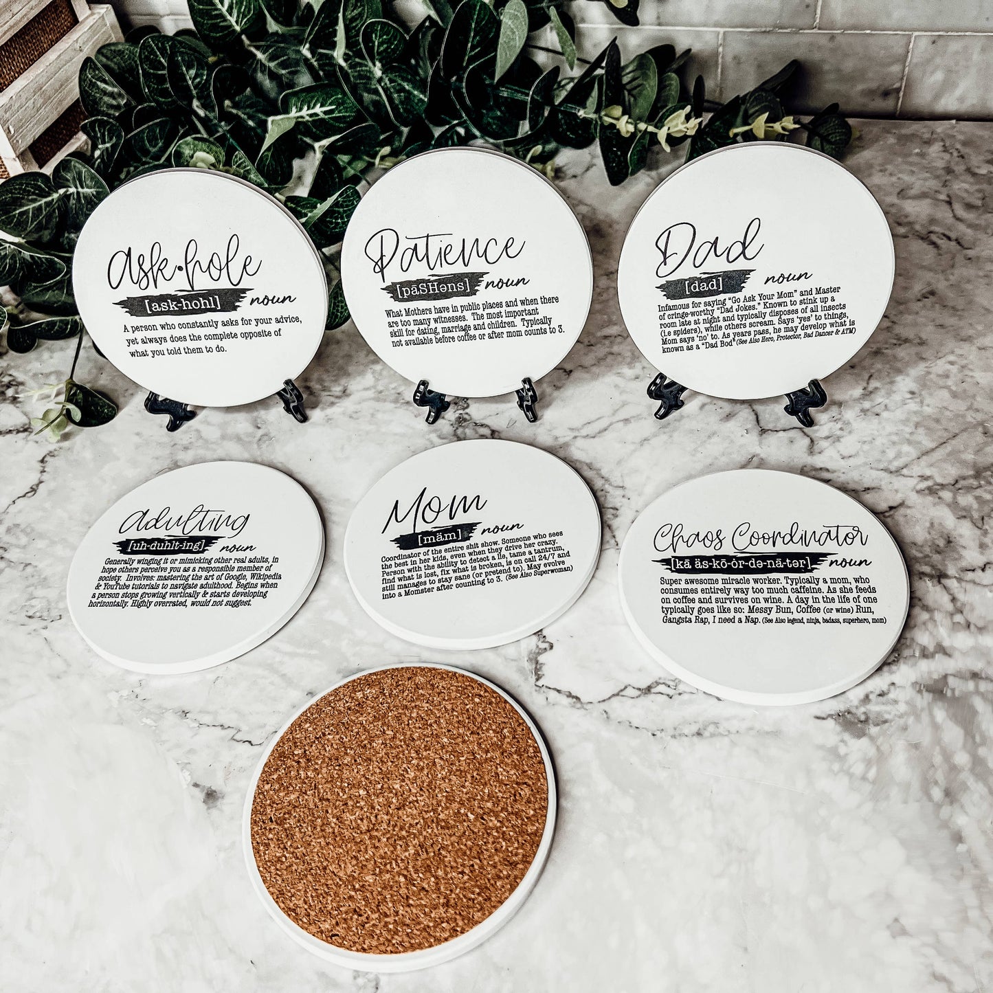 Hilarious Housewarming Gift Set, Funny Ceramic Coaster Humor: Coffee