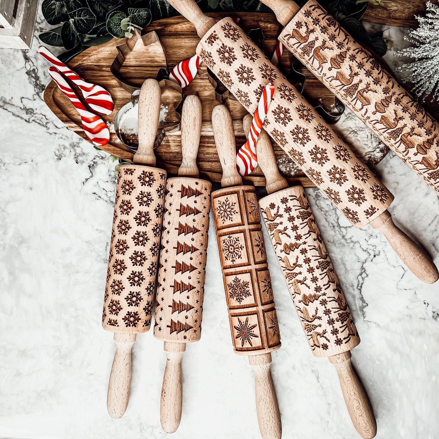 Christmas Baking Gift Set, Wooden Rolling Pins for Cookies: Yes Please / Standard 13.75" / Reindeer