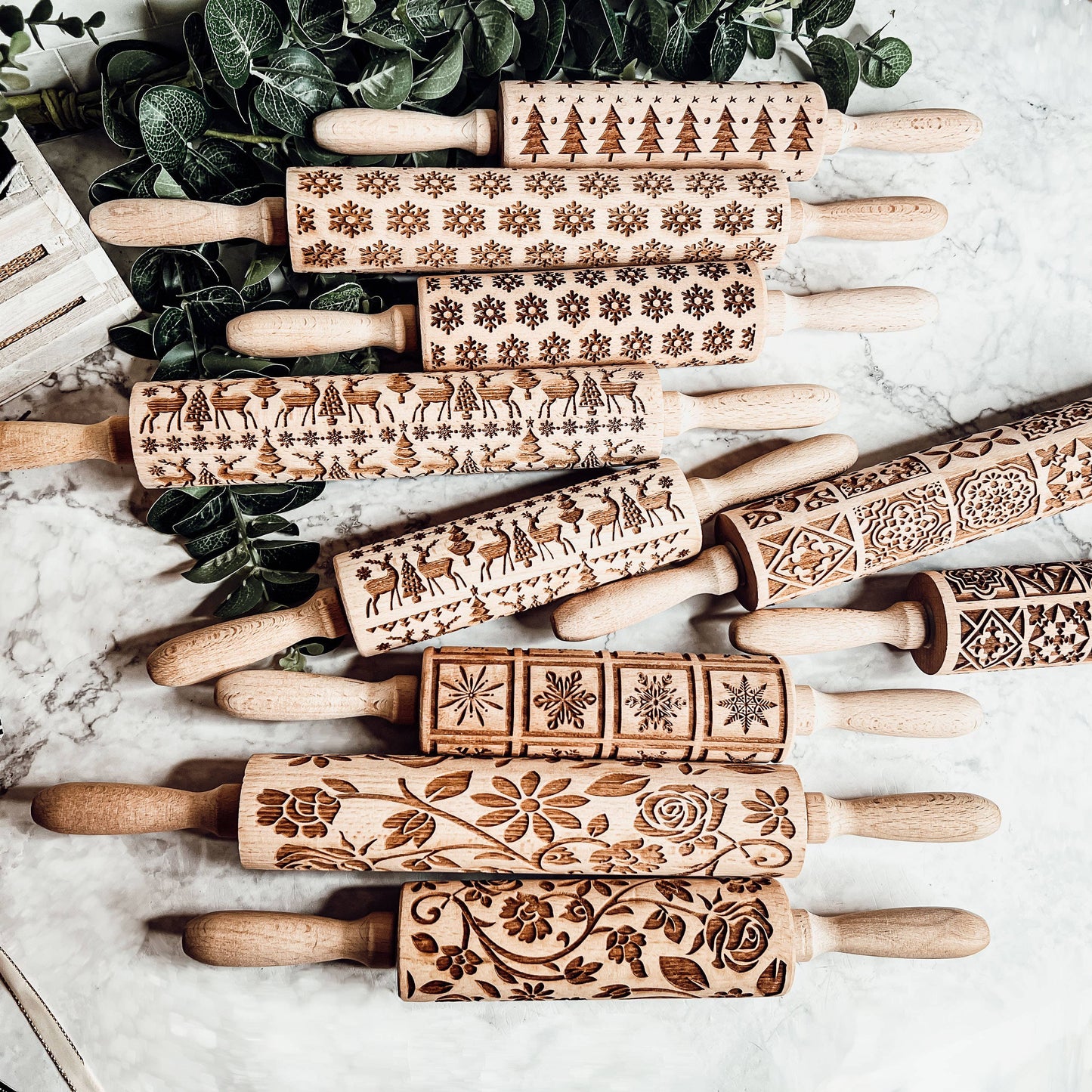 Christmas Baking Gift Set, Wooden Rolling Pins for Cookies: Yes Please / Standard 13.75" / Reindeer