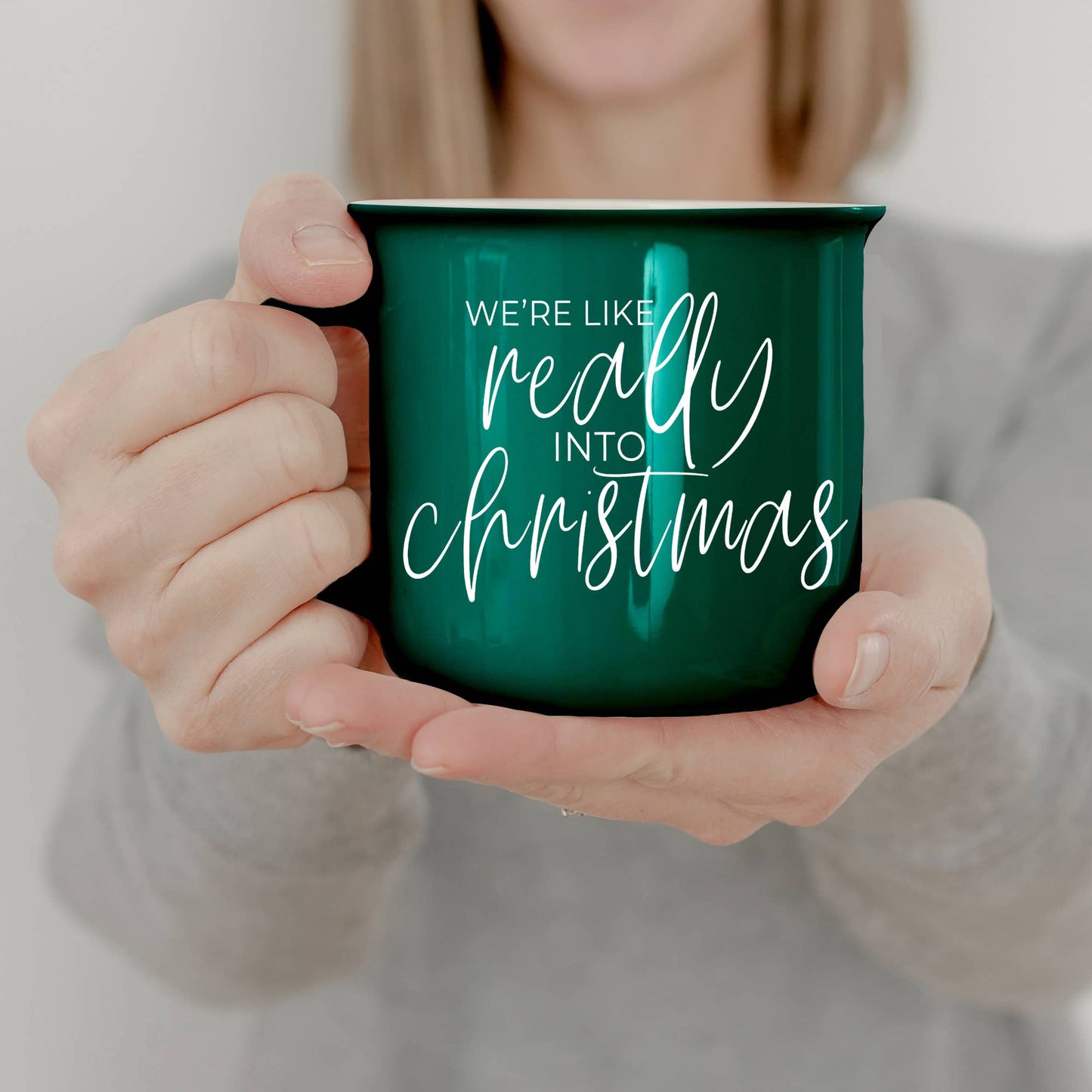 We're Like Really into Christmas Coffee Mugs, Modern Holiday: Deck the Halls-Green Mug