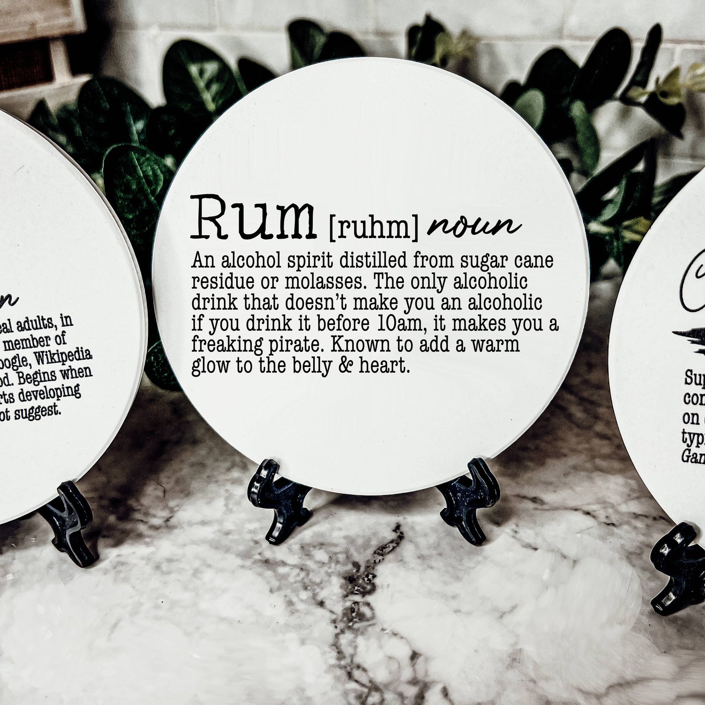 Hilarious Housewarming Gift Set, Funny Ceramic Coaster Humor: Single Plastic Stand