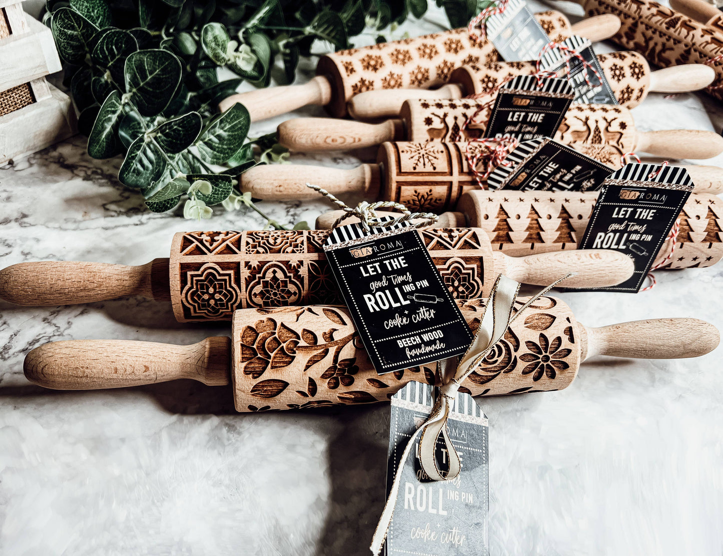 Christmas Baking Gift Set, Wooden Rolling Pins for Cookies: Yes Please / Standard 13.75" / Reindeer