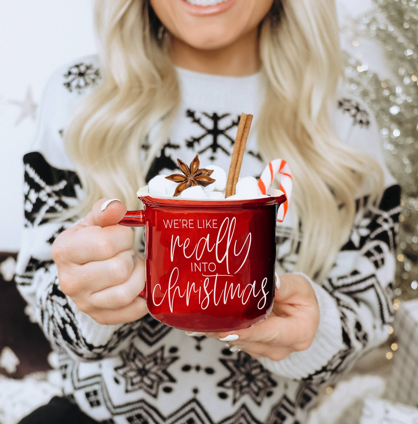 We're Like Really into Christmas Coffee Mugs, Modern Holiday: Deck the Halls-Green Mug