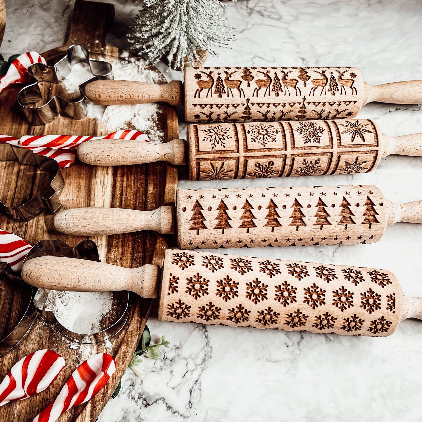 Christmas Baking Gift Set, Wooden Rolling Pins for Cookies: Yes Please / Standard 13.75" / Reindeer