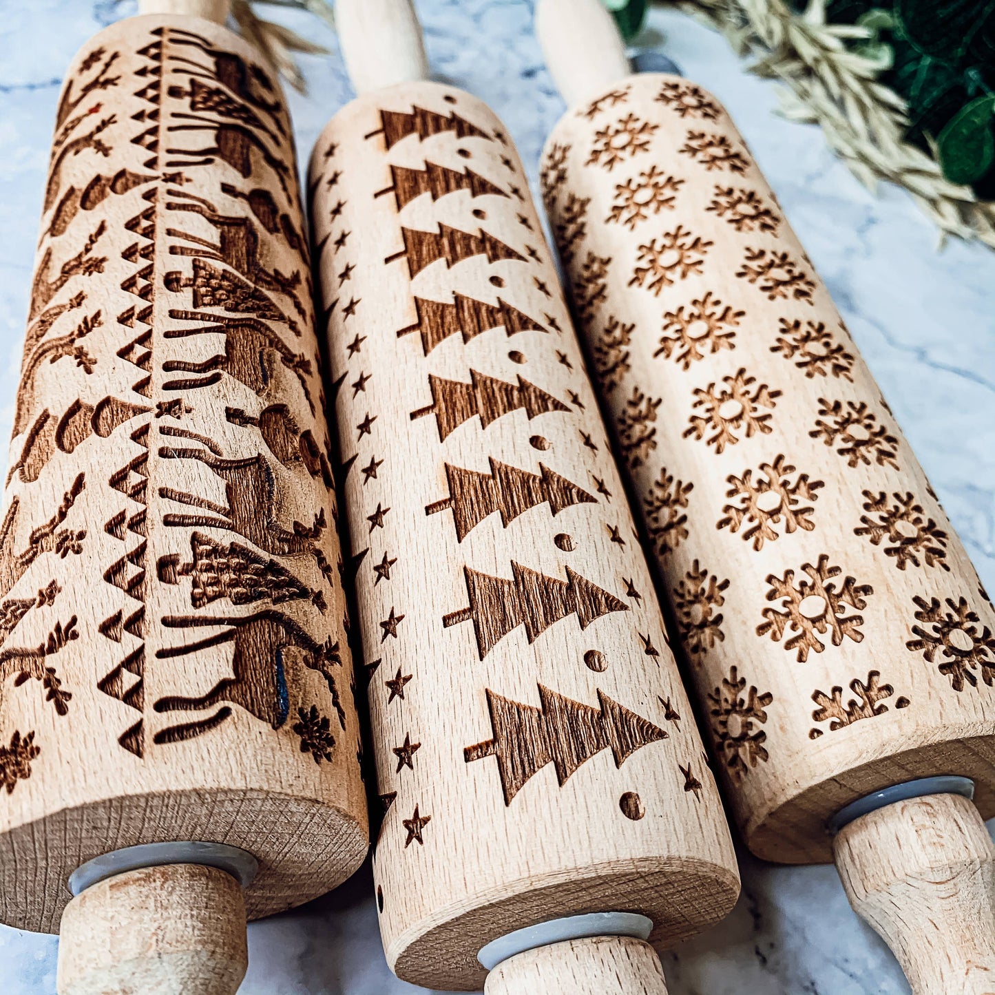 Christmas Baking Gift Set, Wooden Rolling Pins for Cookies: Yes Please / Standard 13.75" / Reindeer