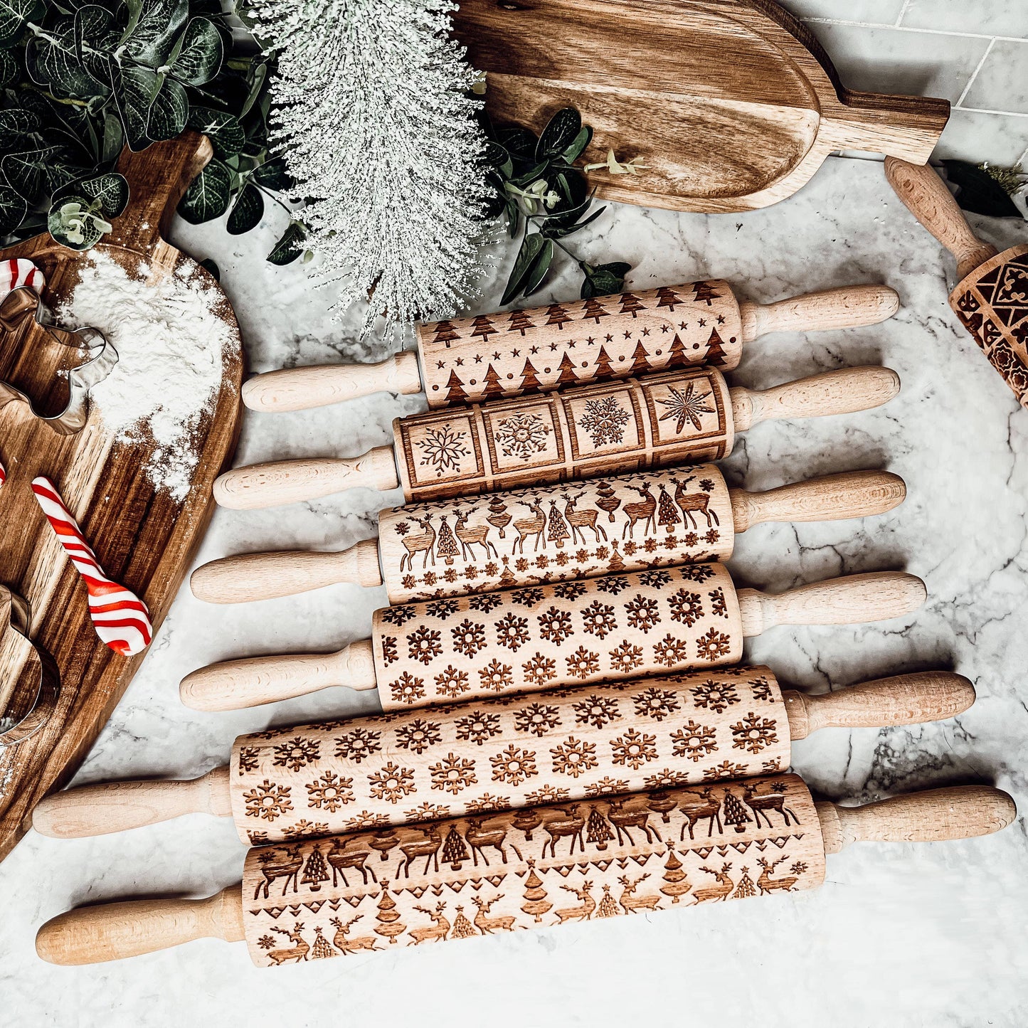 Christmas Baking Gift Set, Wooden Rolling Pins for Cookies: Yes Please / Standard 13.75" / Reindeer