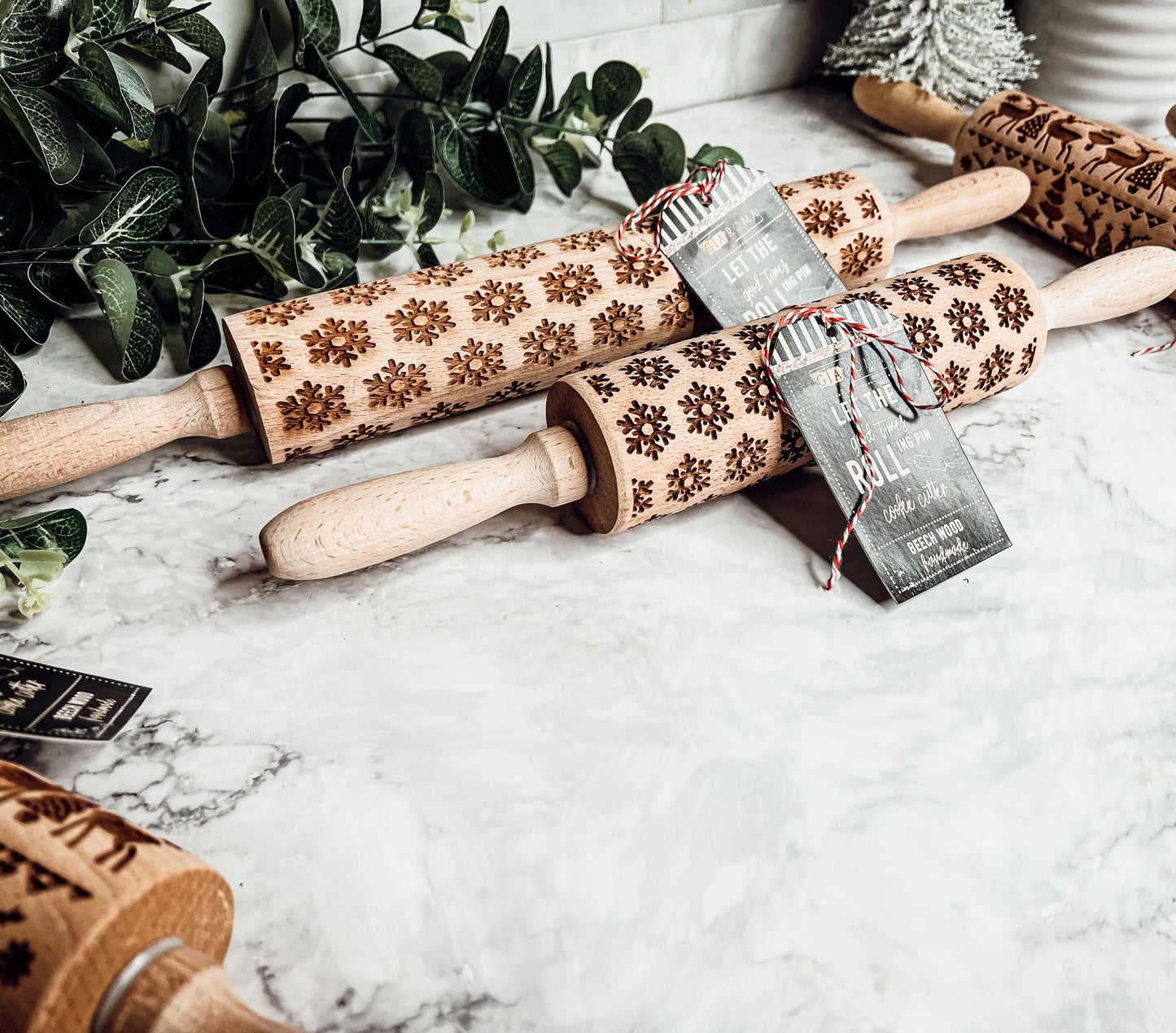 Christmas Baking Gift Set, Wooden Rolling Pins for Cookies: Yes Please / Standard 13.75" / Reindeer