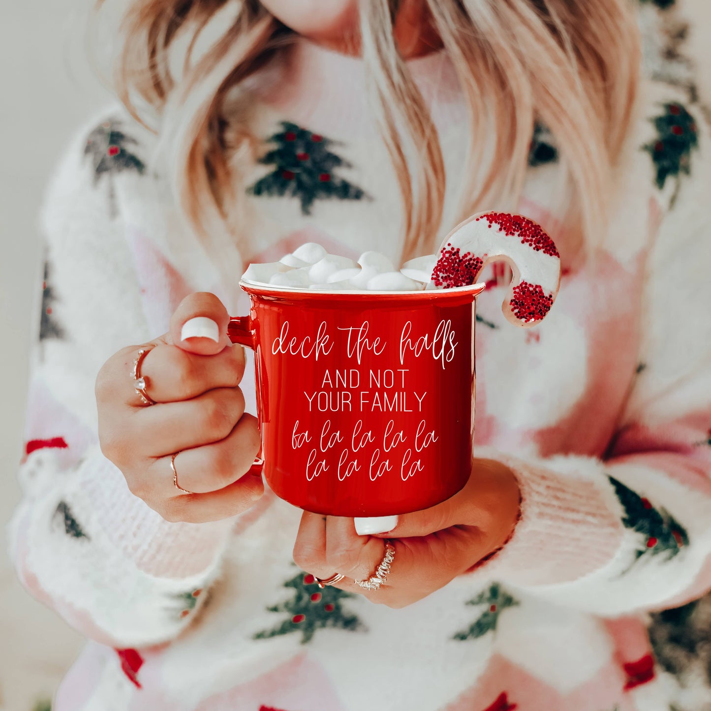 We're Like Really into Christmas Coffee Mugs, Modern Holiday: Deck the Halls-Green Mug