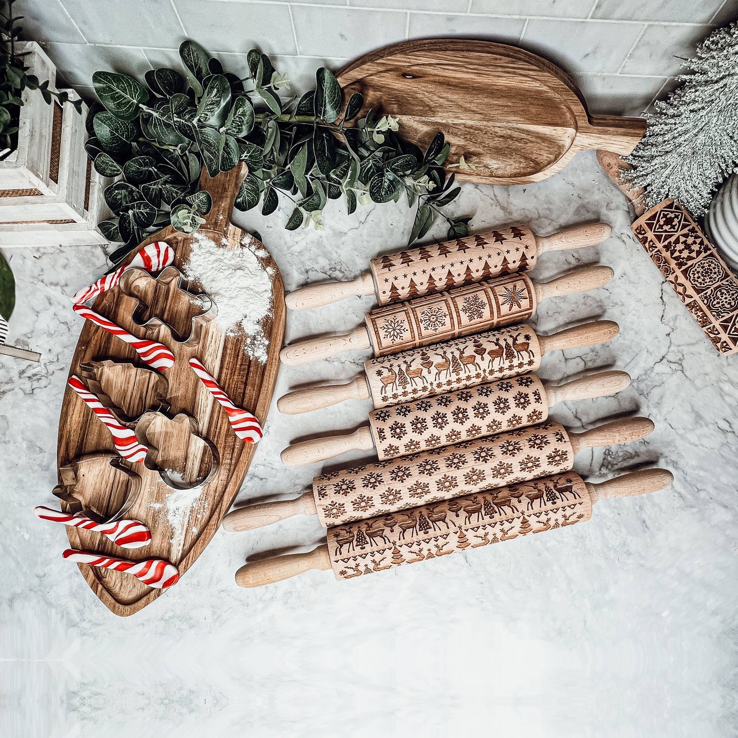 Christmas Baking Gift Set, Wooden Rolling Pins for Cookies: Yes Please / Standard 13.75" / Reindeer