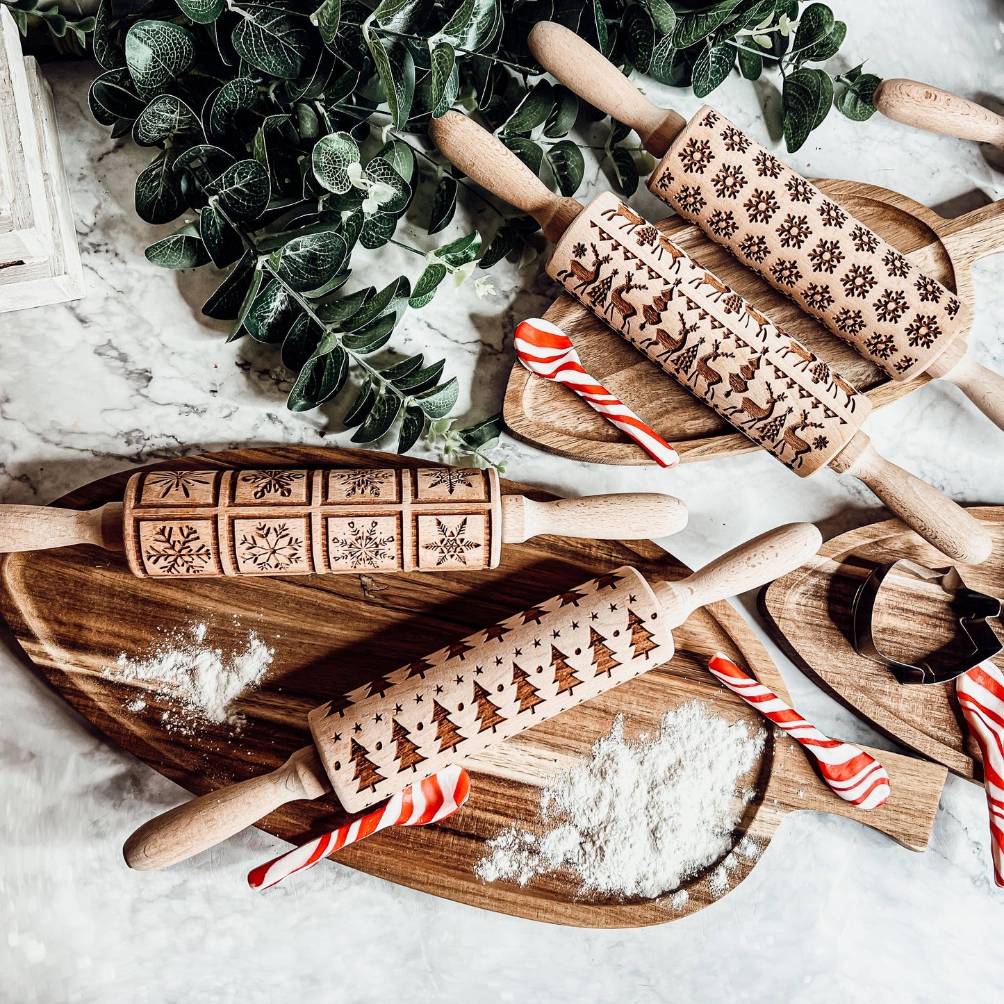 Christmas Baking Gift Set, Wooden Rolling Pins for Cookies: Yes Please / Standard 13.75" / Reindeer