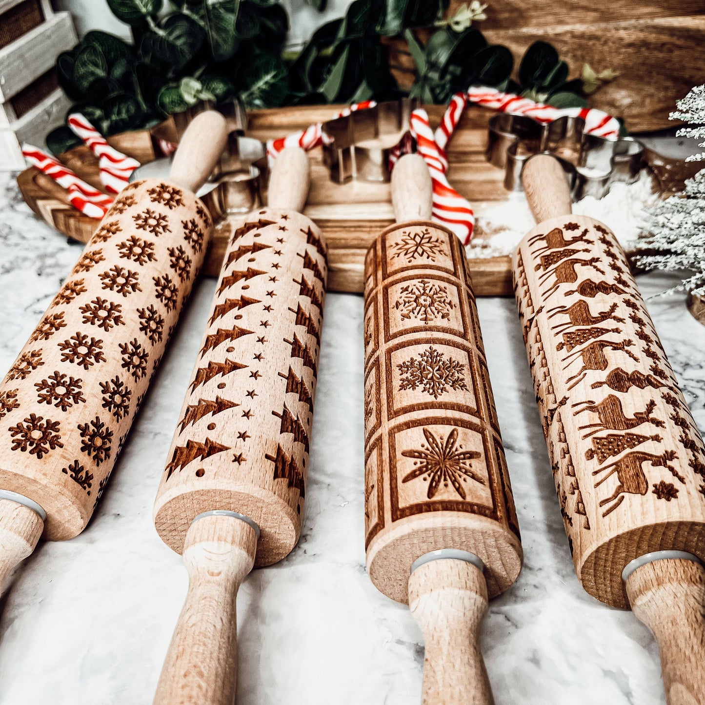 Christmas Baking Gift Set, Wooden Rolling Pins for Cookies: Yes Please / Standard 13.75" / Reindeer